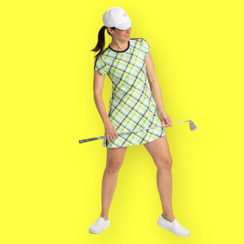 Golf *FINAL DROP* Tennis Shortsleeved Dress with shorts - Picnic Plaid NWT - Picture 5 of 12